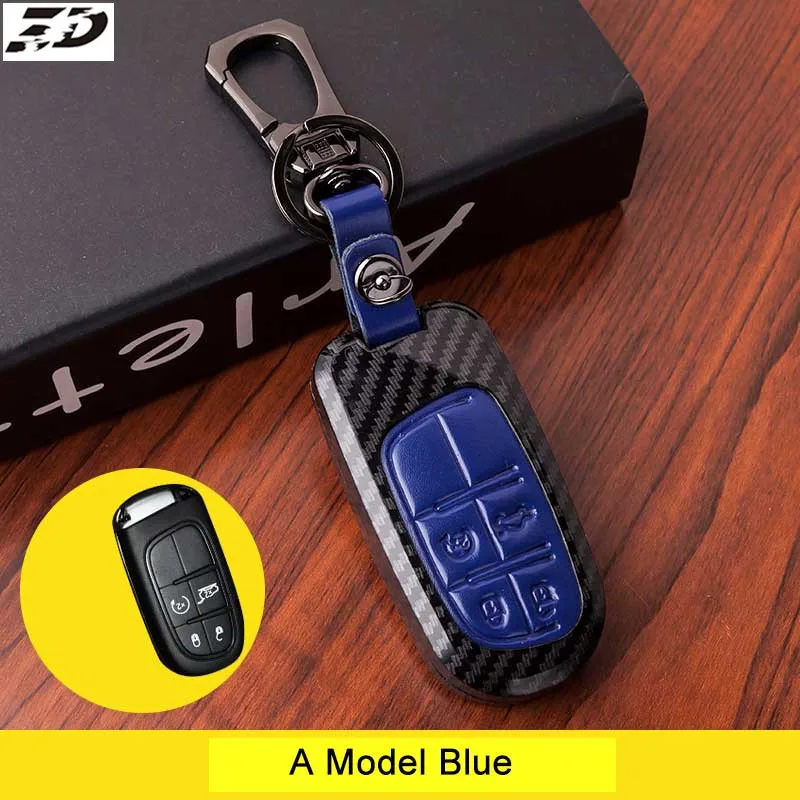 Кожаный чехол для ключей из углеродного волокна Jeep Grand Cherokee Compass Patriot Dodge Journey Chrysler