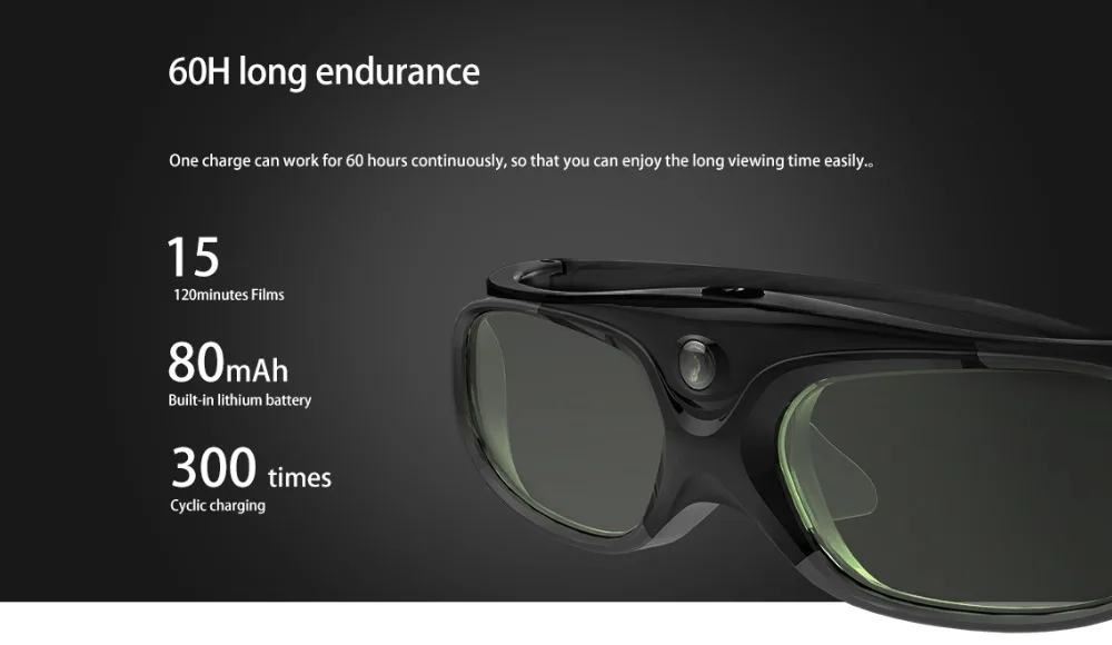 XGIMI DLP-Link жидкокристаллический затвор 3D очки G102L 60 часов 178 градусов для XGIMI H1/XGIMI Z4 встроенный аккумулятор ТВ