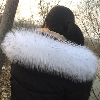 B Воротник из натурального меха енота, натуральный мех енота, шарфы унисекс, зимнее модное пуховое пальто, воротник с капюшоном, одноцветная пушистая теплая шаль - Цвет: B