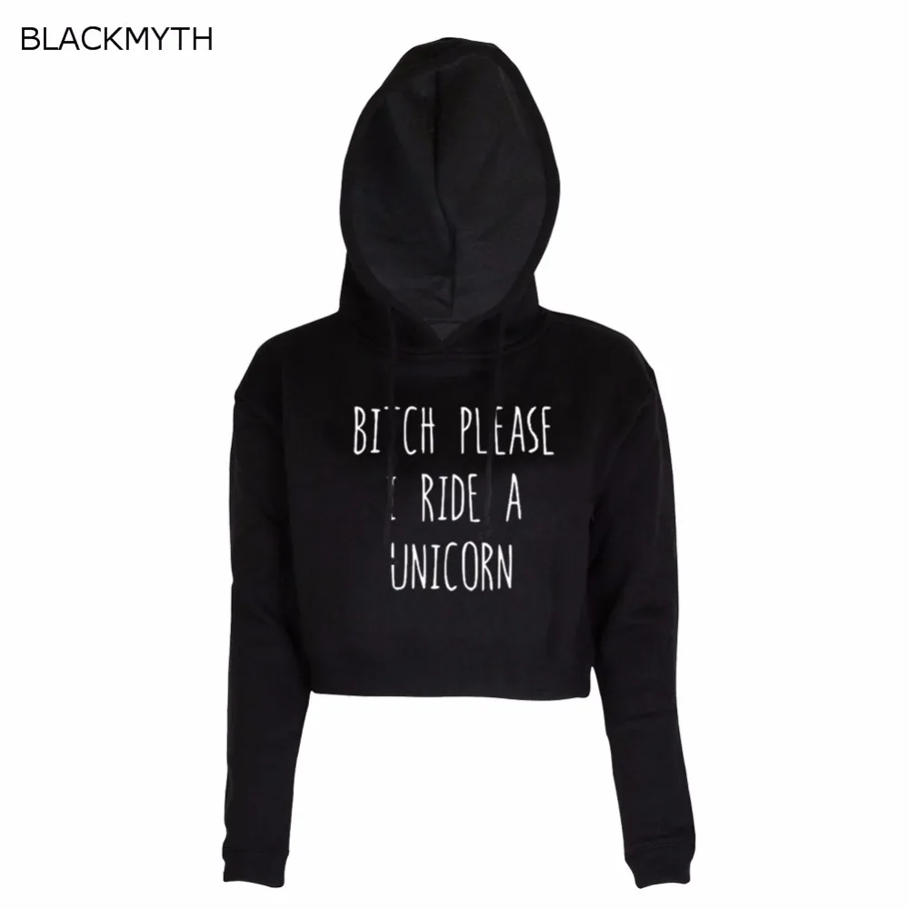 BLACKMYTH укороченные толстовки пожалуйста принт Короткая Толстовка Женский пуловер