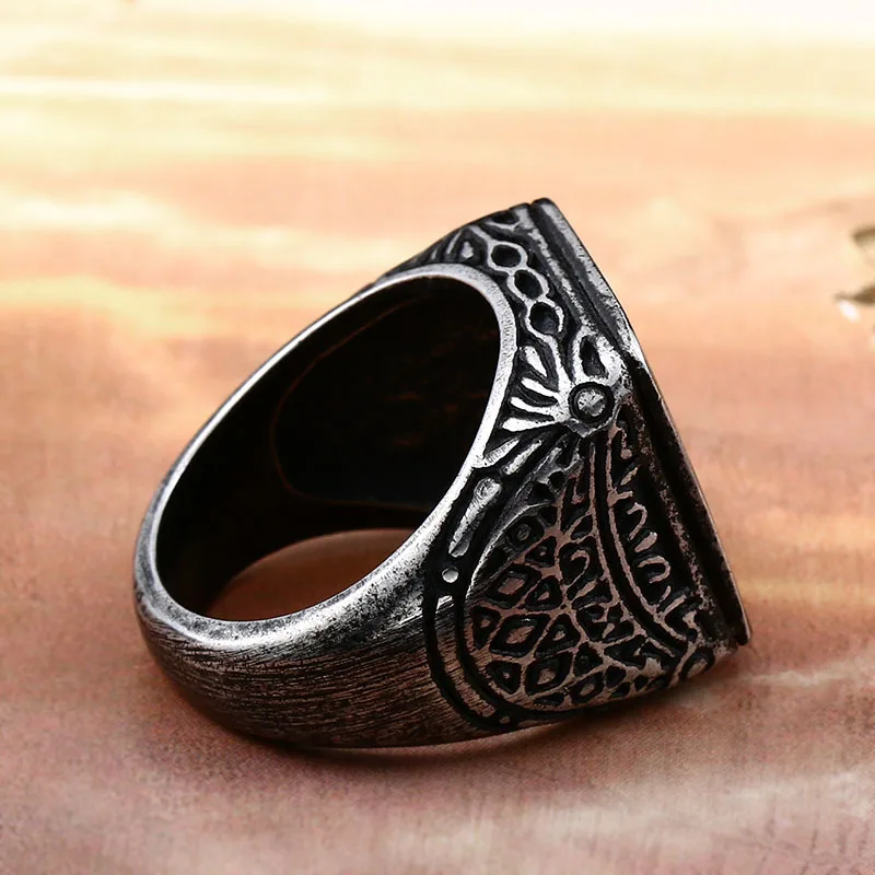 Vintage Punk Titanium Steel Geometric Square Ring Big Wide Mens Signet Rings High Quality Party Jewelry Gift Drop Shipping | Украшения и