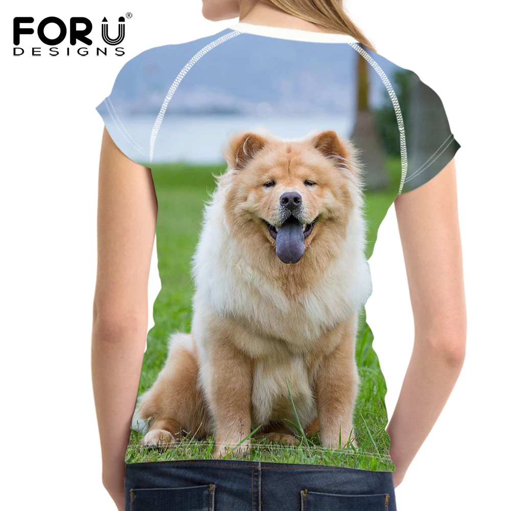 FORUDESIGNS/Kawaii 3D футболка с рисунком собаки женская брендовая дизайнерская летняя
