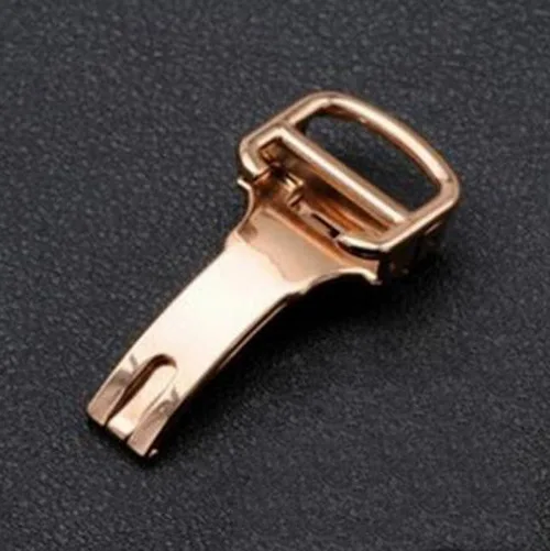 Rose Gold 12 мм, 14 мм, 16 мм, 18 мм, 20 мм, металлический ремешок для часов, ремешок с пряжкой, розовое золото, застежка из нержавеющей стали, Бабочка, складывающаяся кнопка для Cartier - Цвет ремешка: Rose Gold