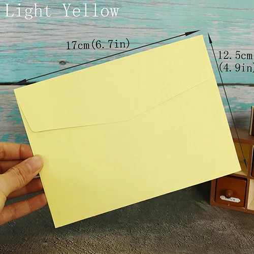 light yellow 10 шт. конверты разных конфетных цветов, канцелярские принадлежности, подарочные карты, одноцветные конверты, открытки, фото, письма для хранения, офисные, школьные принадлежности - Цвет: light yellow
