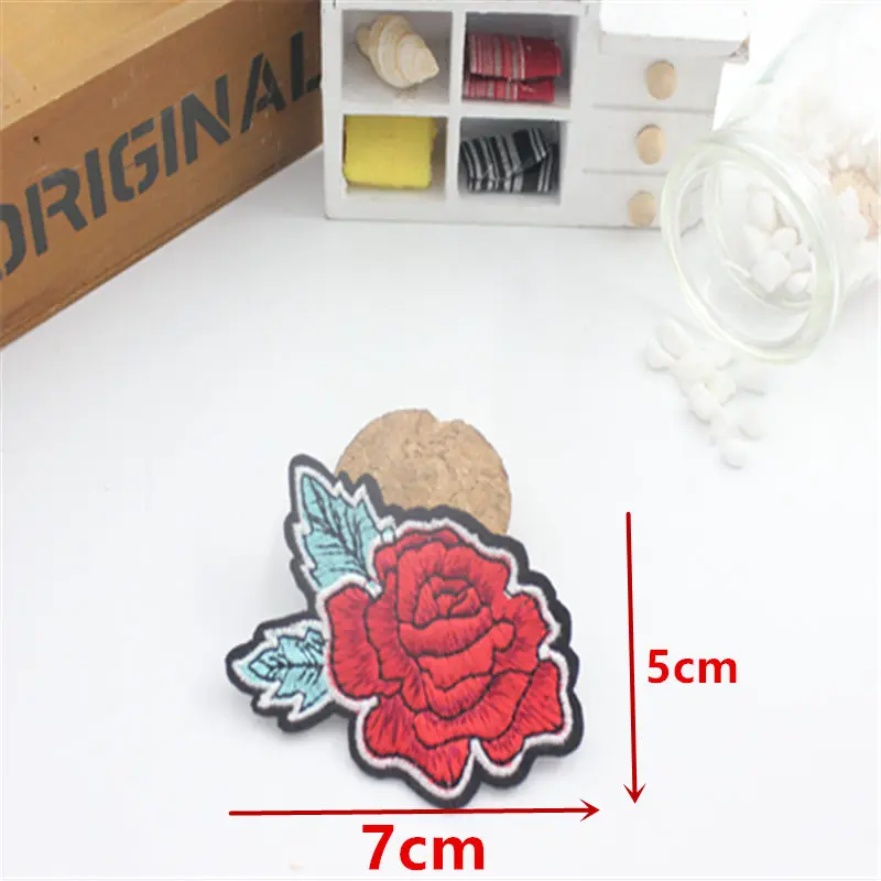 Вышитые патчи для одежды 1 шт. красные цветы Mulity железные в стиле панк Стикеры