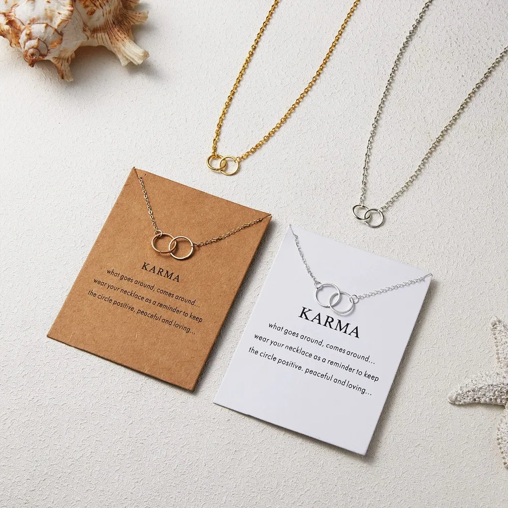 Новинка простая Золотая Короткая подвеска KARMA Chian Circle колье чокер с изображением