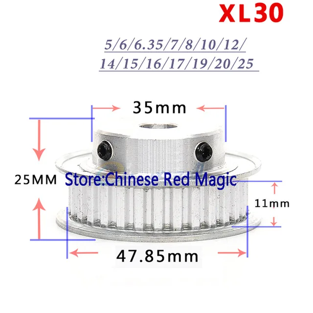 Ролик синхронизации зуба XL30 30/XL28 28 алюминиевые детали 3D-принтера XL Ширина