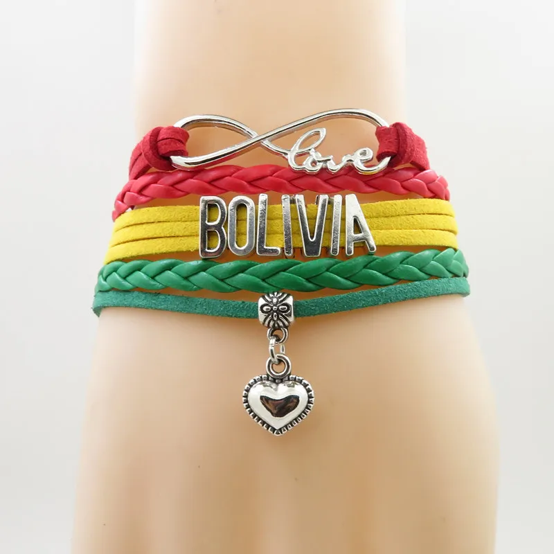Infinity love bolivia Подвеска для браслета в форме сердца браслеты с национальным флагом
