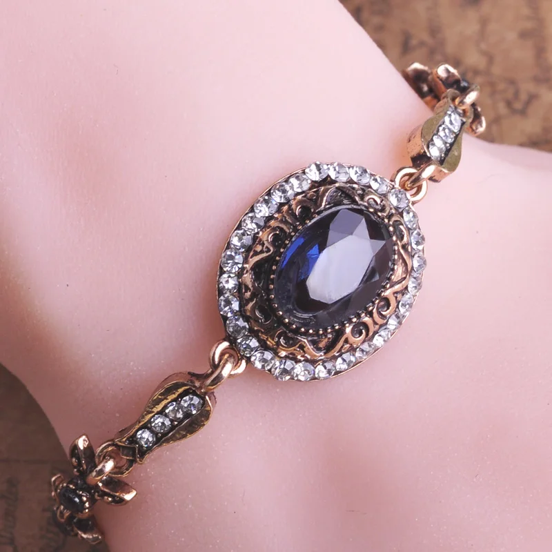 Blucome Vintage смолы браслеты женщины руки Аксессуары Bijoux Браслет Женские ювелирные изделия браслеты Diy турецкой партии ювелирных изделий - Окраска металла: blue