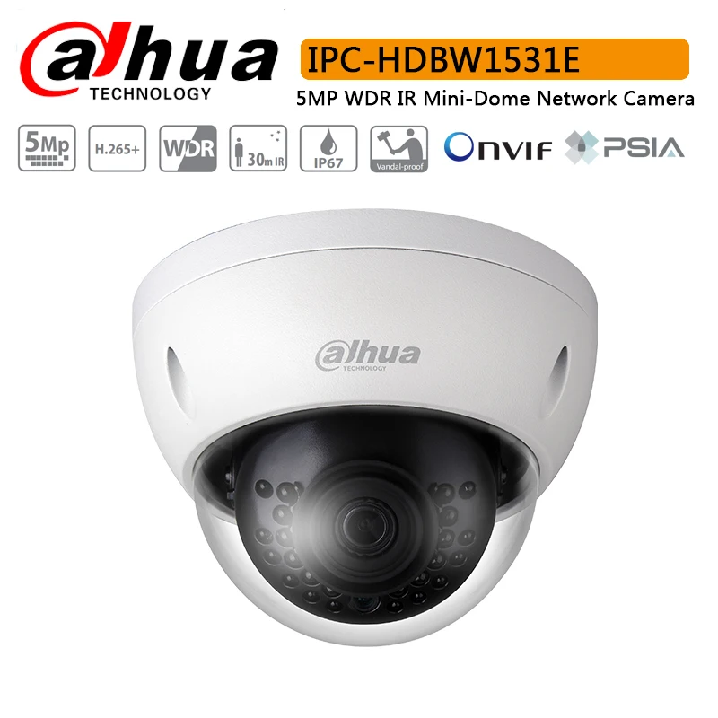 Оригинал Dahua IPC HDBW1531E 5MP WDR IR мини купольная сетевая камера с максимальными ИК