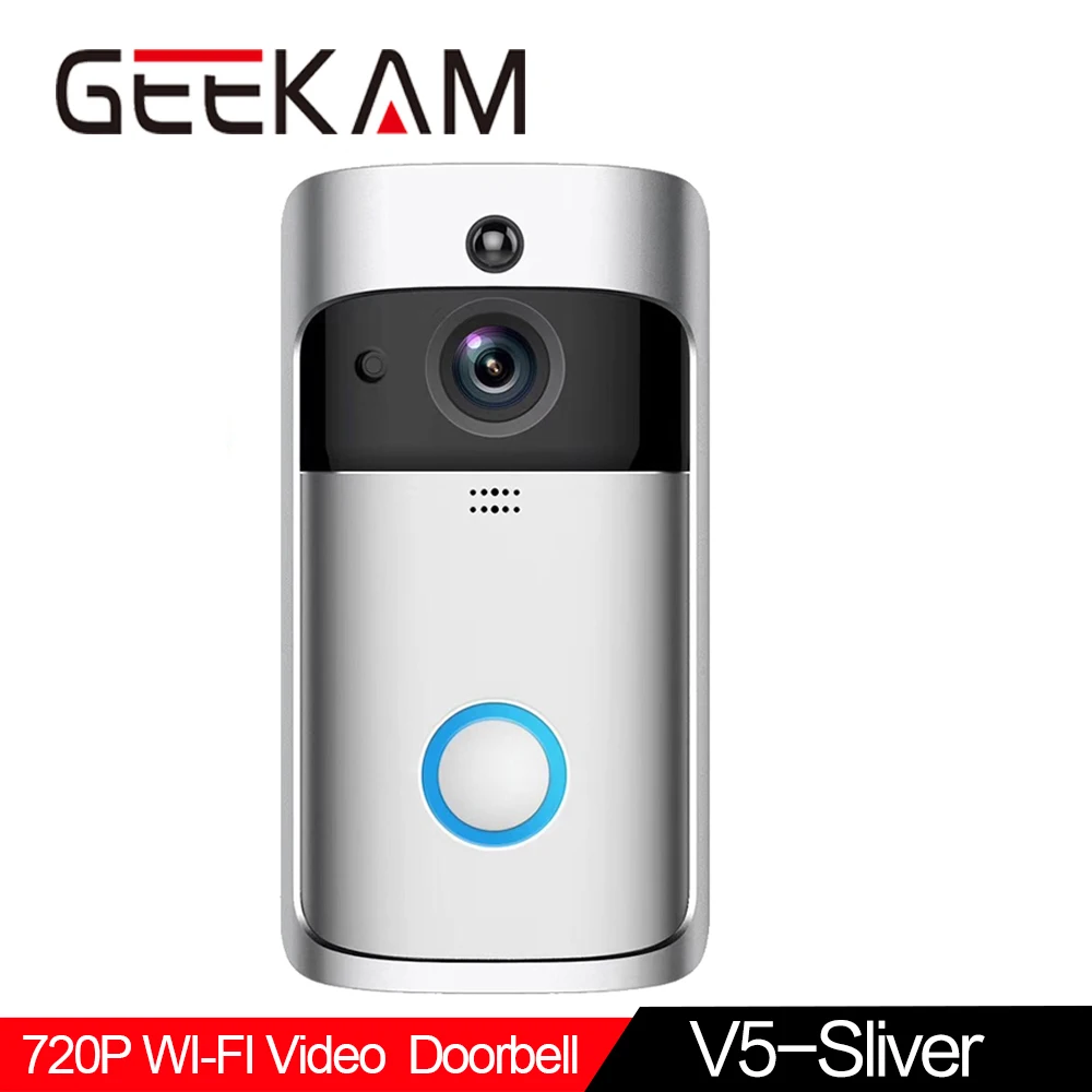 GEEKAM WiFi видео дверной звонок V5 Смарт IP видеодомофон Wi-Fi видео дверной телефон для квартиры ИК сигнализация беспроводная камера безопасности