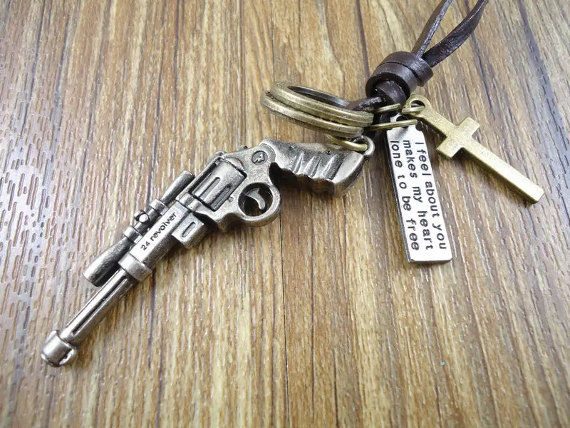 Модные мужские ювелирные изделия из натуральной кожи Винтаж corss cool gun ожерелье