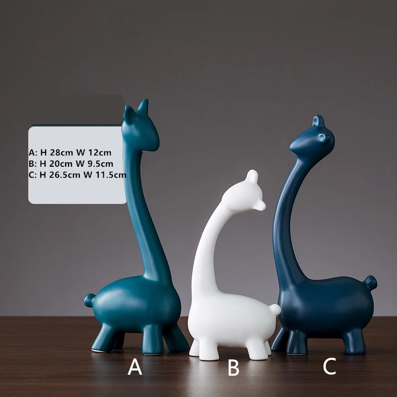 Nordic Ceramics Snail Elephant Deer Giraffe Ornaments Animal Model Figurines Miniatures Bedroom Office Porch Decoration Crafts