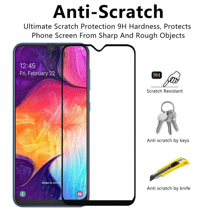 Защитное стекло 9H на A50 закаленное для Samsung Galaxy A30 A40 A70 SamsungA10 50 40 30 70 A505 A505F