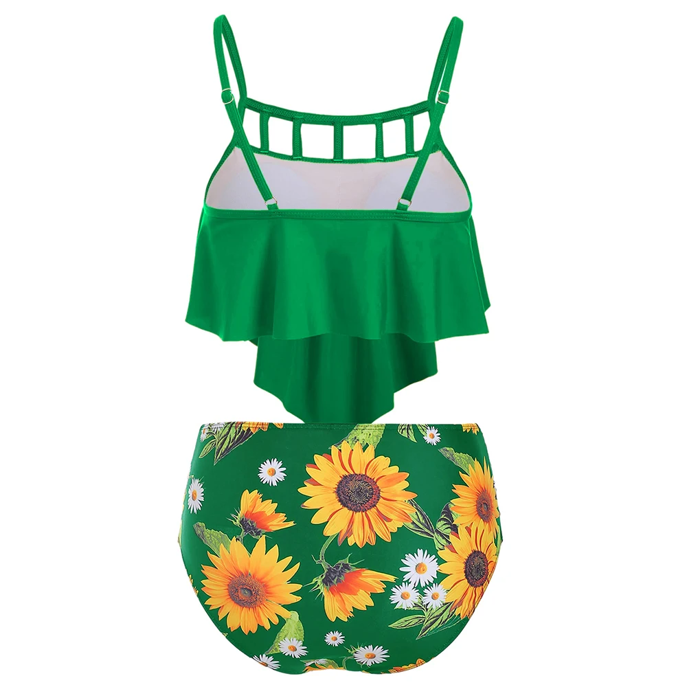 Женский купальник танкини 5 видов цветов с рюшами и принтом подсолнуха комплект
