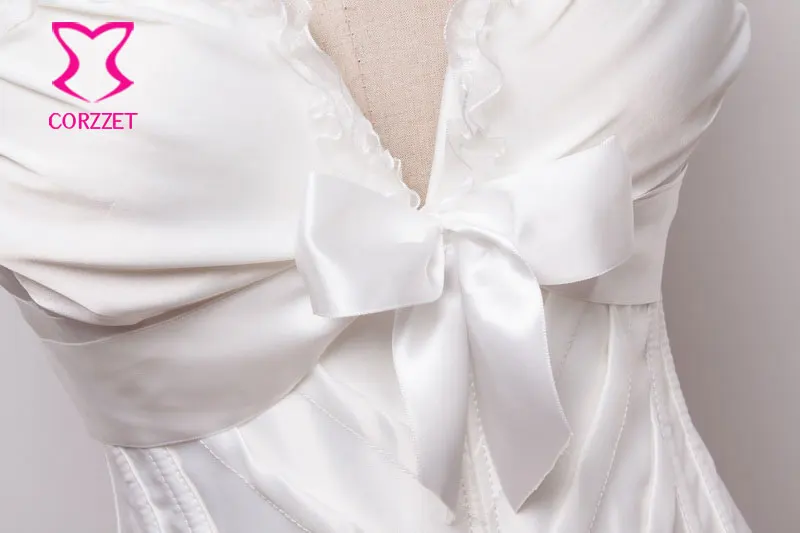 Женский корсет белый сатиновый с бретелькой через шею большие размеры 6XL|korsett for