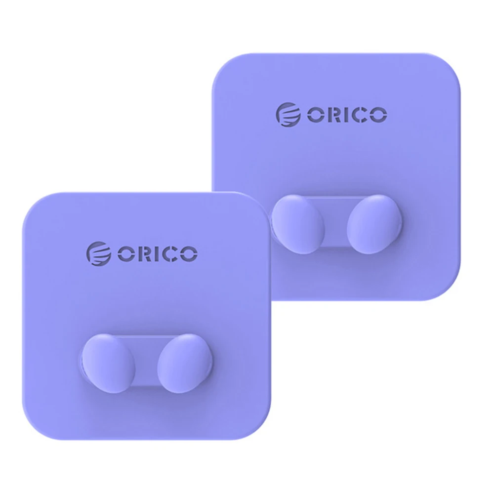 ORICO, силиконовый настенный крючок, вешалка, штекер, держатель, двойной крючок, держатель кабеля для кухни, ванной комнаты, спальни, аксессуары, водонепроницаемый крючок - Цвет: Фиолетовый