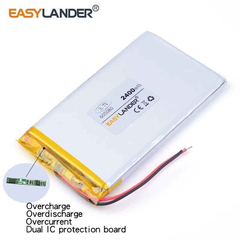 best battery brand 605080 3.7V lithium polymer batteries 2400MAH 7 inch Tablet PC A product 065080 | Электроника
