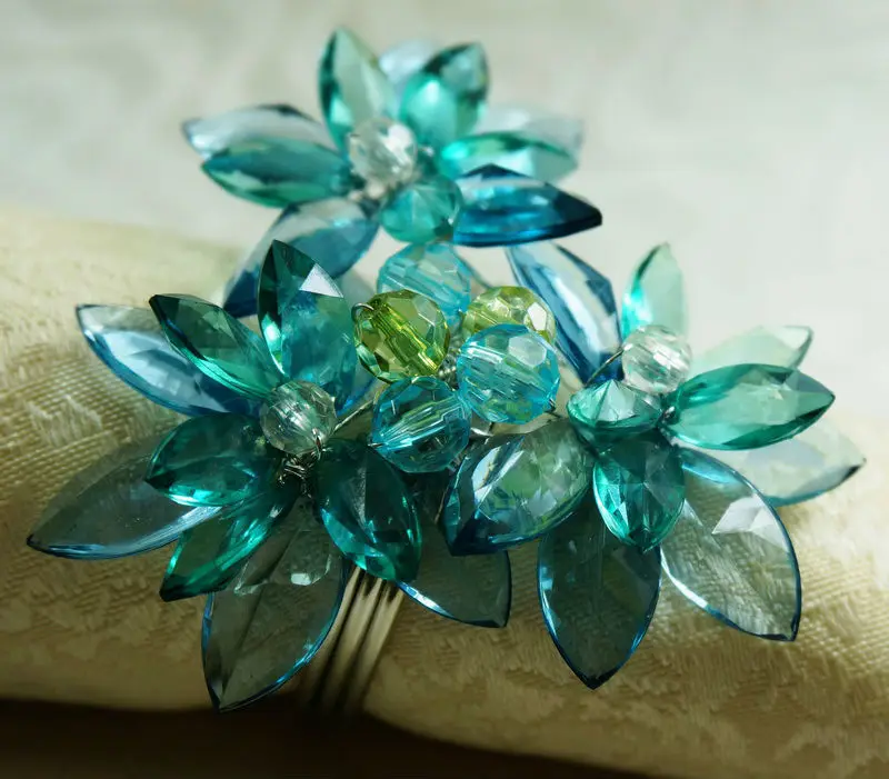 Синее акриловое кольцо для салфеток держатель расшитое бисером|ring holder jewelry|ring towel
