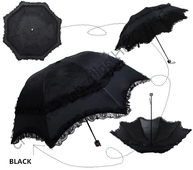 Двухслойные UPF&gt50 + Изогнутые корейские зонтики черное покрытие 2 раза
