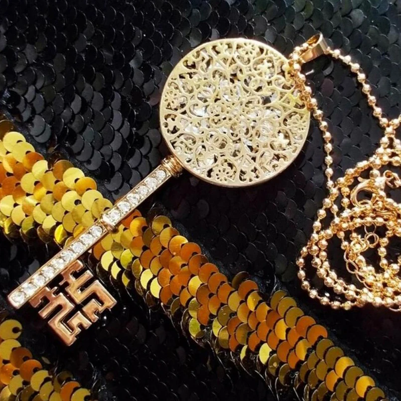 Женская цепочка на свитер ювелирное изделие из циркония ААА с медальоном и