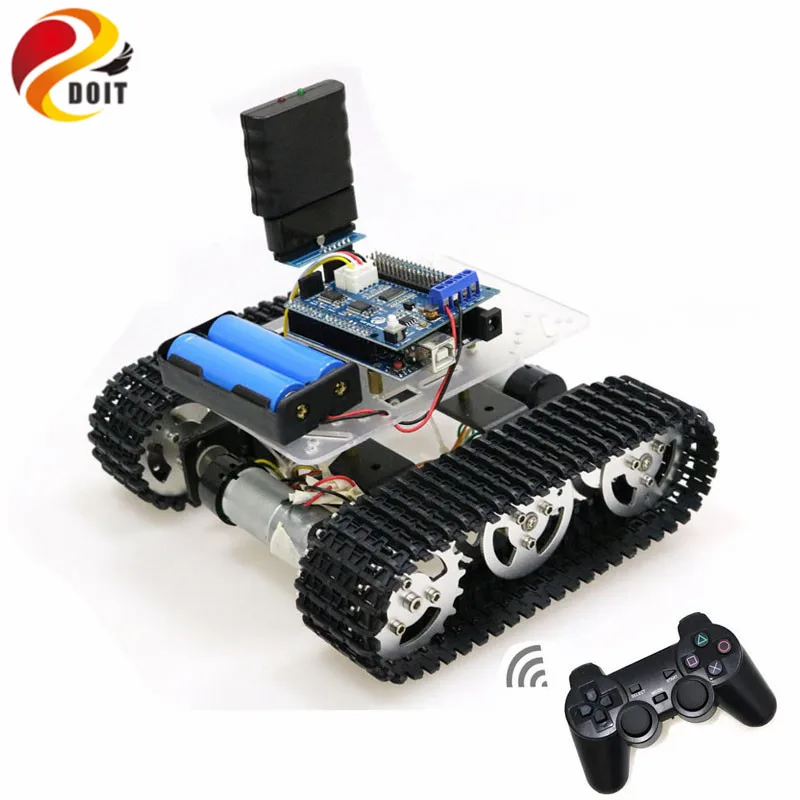 Mini T100 Handle/Bluetooth/WiFi RC Control Robot Tank Chassis Car Kit for Arduino with UNO R3 4 Road Motor Driver Board WiFi | Игрушки и