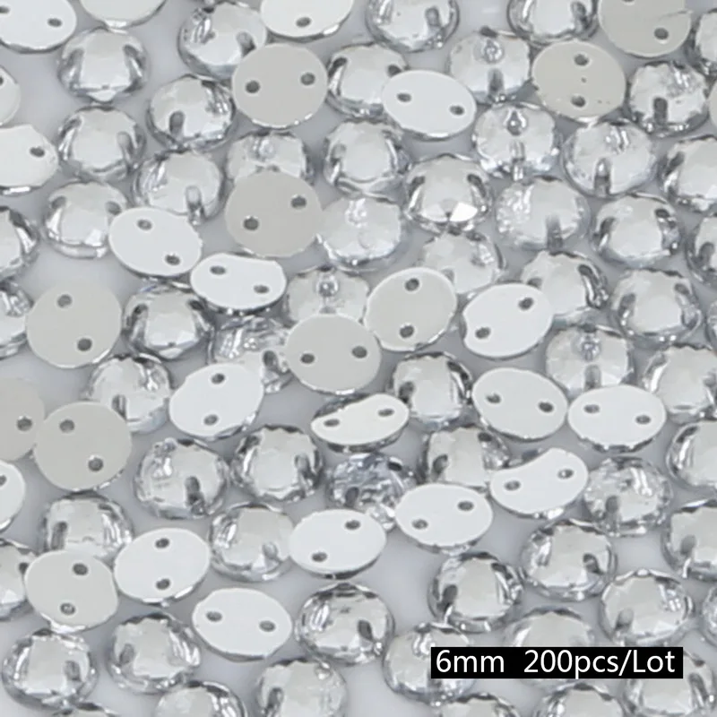 Transparent White Горячая Распродажа, 20-200 шт, акриловые стразы, 2 отверстия, серебристые, плоские с оборота, для танцевального платья, одежды, обуви, свадебного украшения - Цвет: Transparent White
