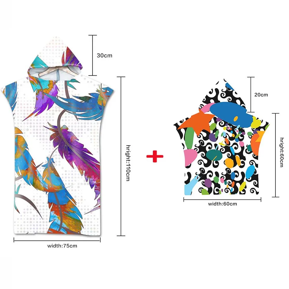 Банное полотенце с капюшоном для мамы и ребенка пончо банный халат детей мам
