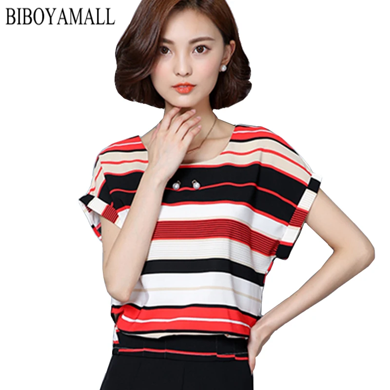 Женская блузка с коротким рукавом и круглым вырезом размеры до 5XL|blouses short sleeves|women