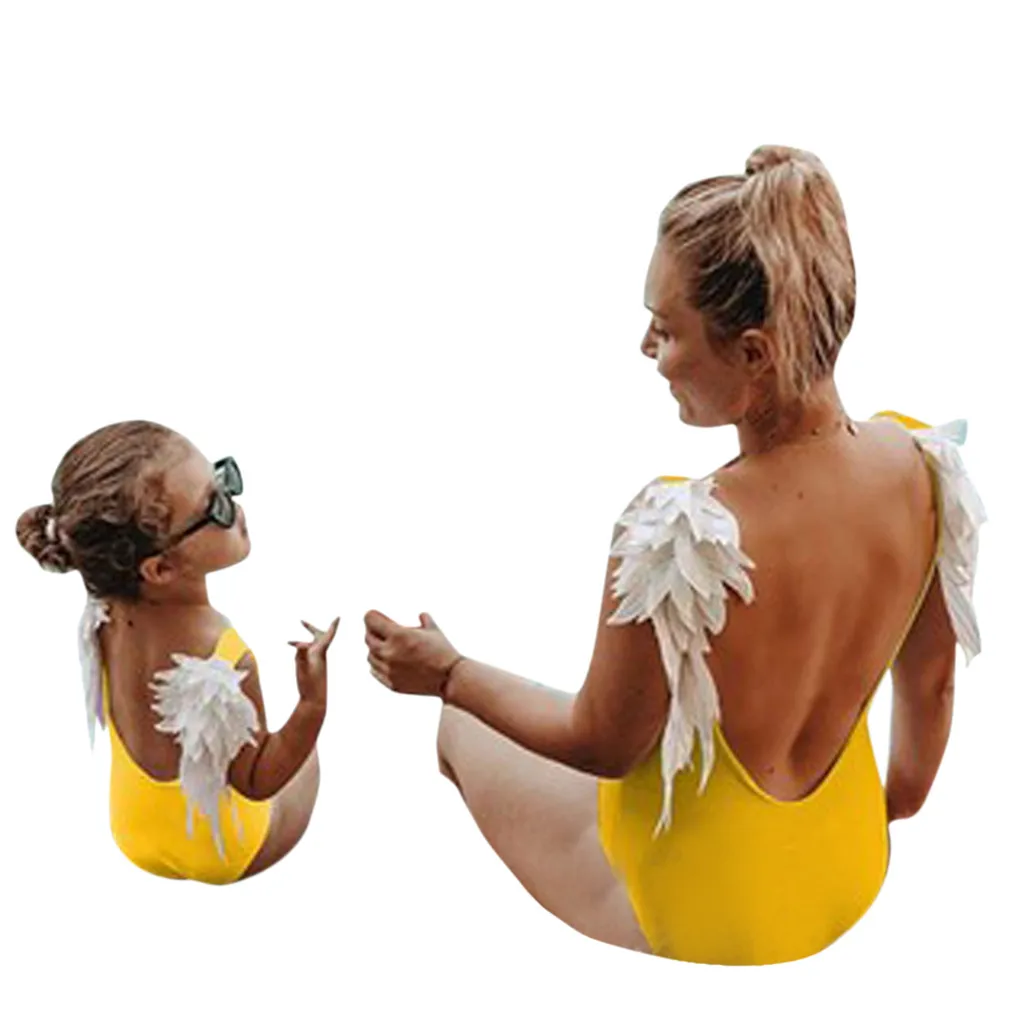 Раздельный купальник бикини для малышей Мама и я оборки бретели родителей детей