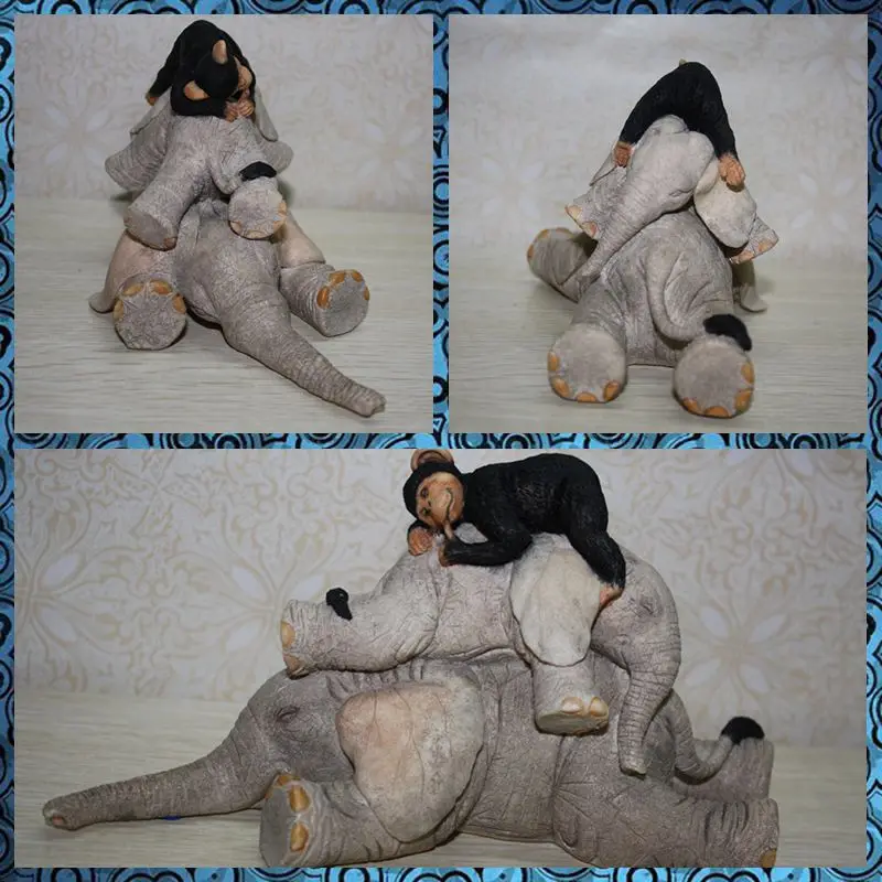 Бесплатная доставка фигурка слона мамы и ребенка Горилла игрушка из смолы яркий