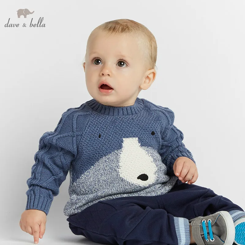 

Осенний вязаный свитер dave bella DBW8217, пуловер с длинным рукавом для маленьких мальчиков, Детские топы для малышей, детский вязаный свитер