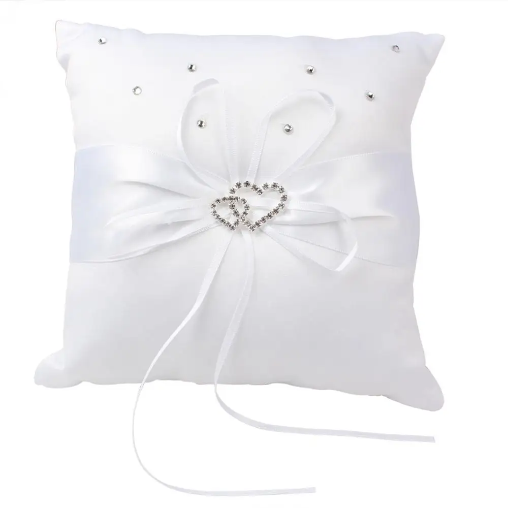 Ring Pillow OurWarm белый атлас обручальное кольцо подушку цветок корзина гость книга ручка держатель подвязка Причастие крещение Свадебные украшения - Цвет: Ring Pillow