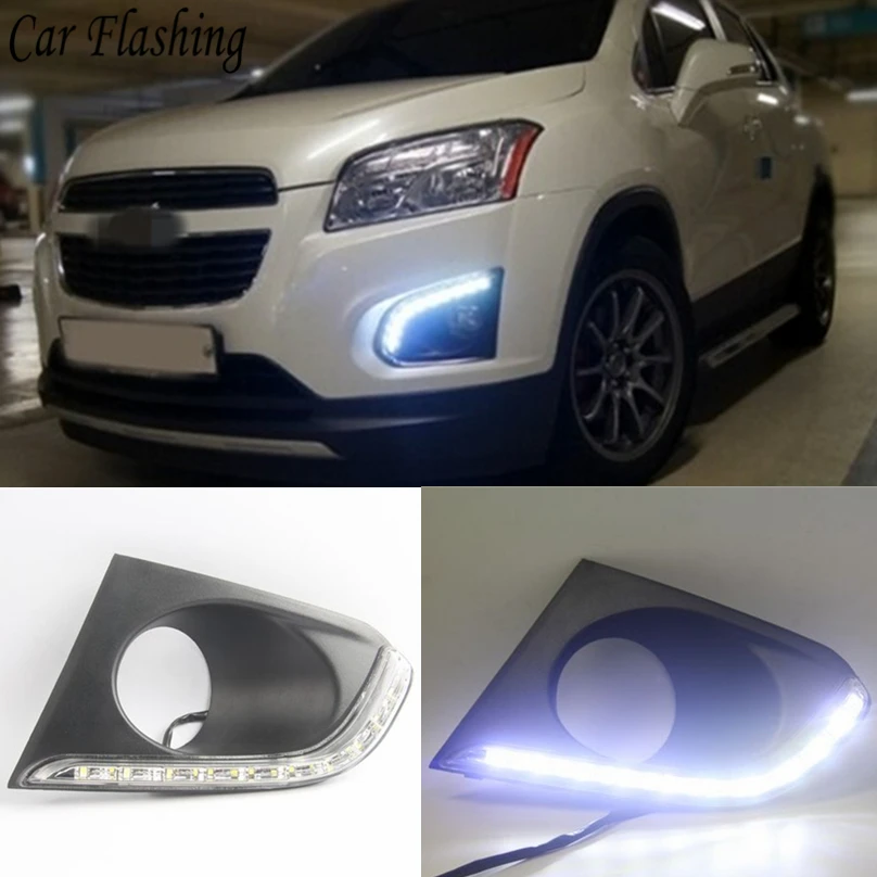 Автомобильный мигающий 1 комплект для Chevrolet Шевроле Тракс DRL с поворотником дневной ходовой светильник противотуманная фара реле Дневной светильник