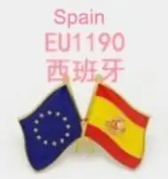Spain Двойные флаги дружбы Национальный флаг металлический лацкан булавка ЕС Европейский союз - Цвет: Spain