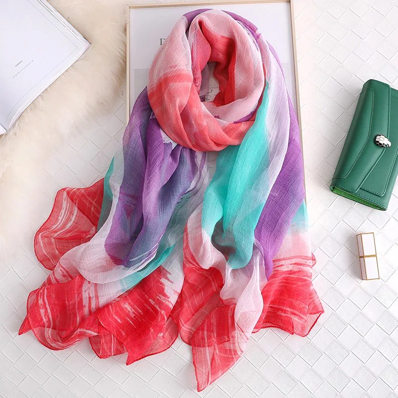 Hot 2019 Summer Scarf Women Fashion Ombre Silk Chiffon Scarves Lady Pashmina Shawls and Wraps Designer Brand Hijab Foulard Snood |
