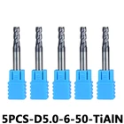 4-флейта сплющенная головка фрезы 5 шт.лот D5-6-50 Вольфрамовая сталь торцевые фрезы карбида концевые фрезы HRC45 с прямым хвостовиком