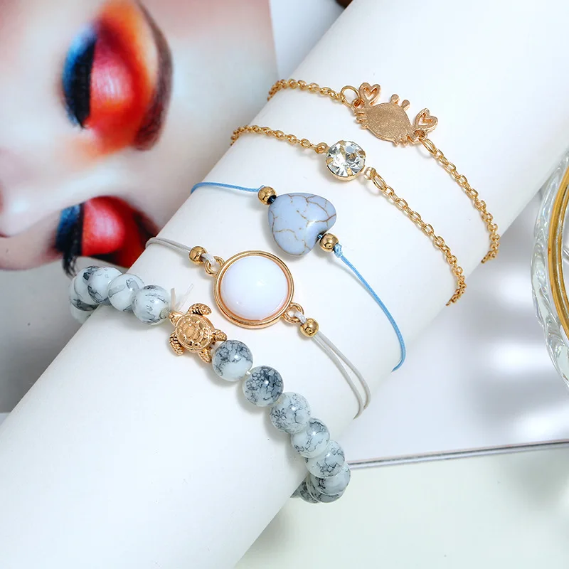 5 шт./компл. сердце черепаха Карта Сердце буквы любовь Songhua камень бусы цепочка