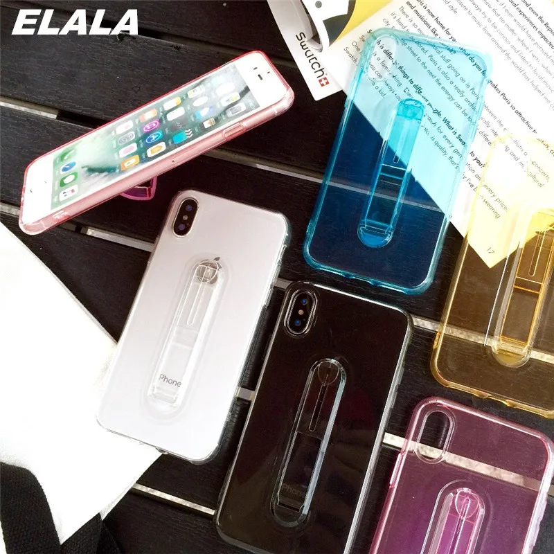With stand Case sFor iphone X R Xs Max Silicone TPU Shockproof Cover For 6 S 7 8 Plus 5 Transparent Fundas Capa | Мобильные телефоны