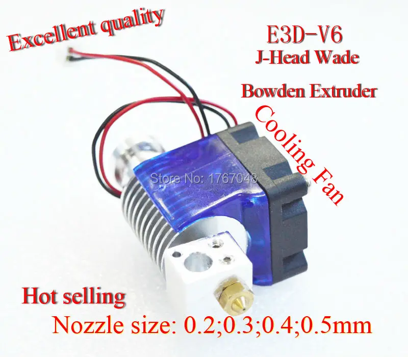 E3D-V6 / 3d printer Bowden extruder J-head Hotend Extruder with Cooling Fan for 1.75mm filament 0.2/0.3/0.4/0.5mm