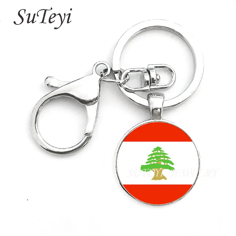 Брелок с очаровательным посеребренным кулоном узор в виде флага Kuwait Laos и Lebanon