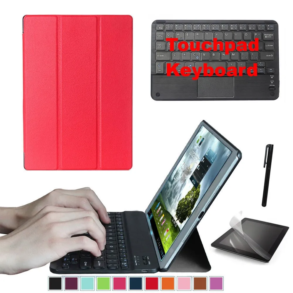 WITH TOUCHPAD Набор аксессуаров для samsung Galaxy Tab A 8,0 SM-T385 SM-T380-умный чехол+ Bluetooth клавиатура+ Защитная пленка+ стилус - Цвет: WITH TOUCHPAD