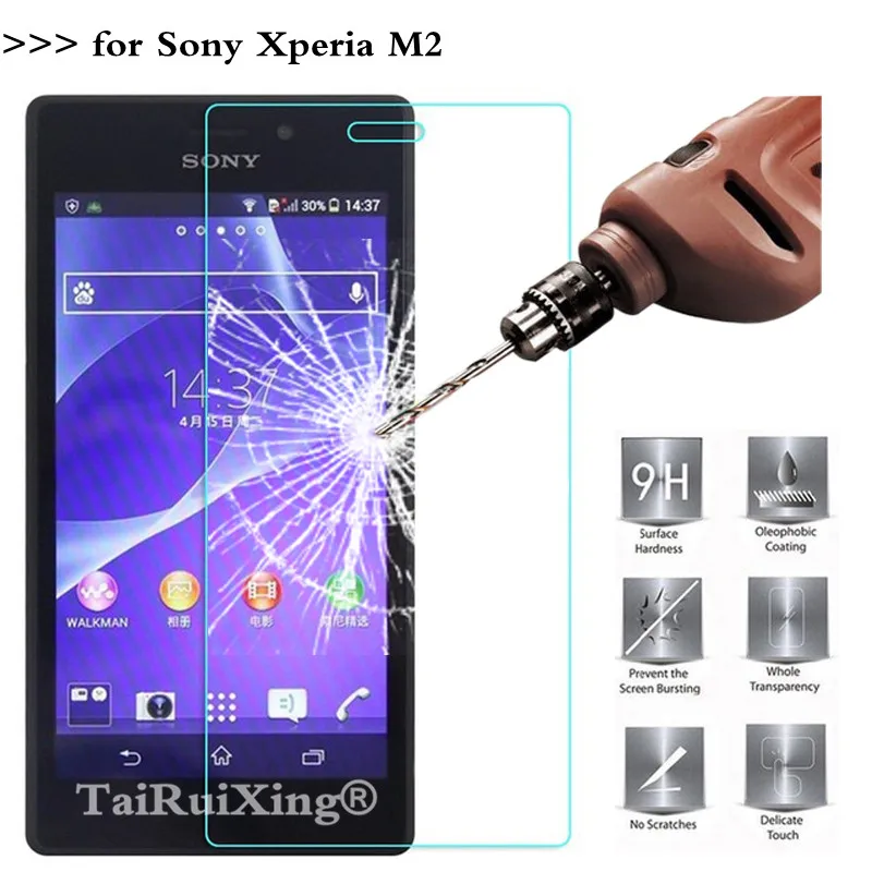 Защитное стекло закаленное 2.5D 0 26 мм 9H для Sony Xperia M2 S50H D2302 D2303 | Мобильные телефоны и