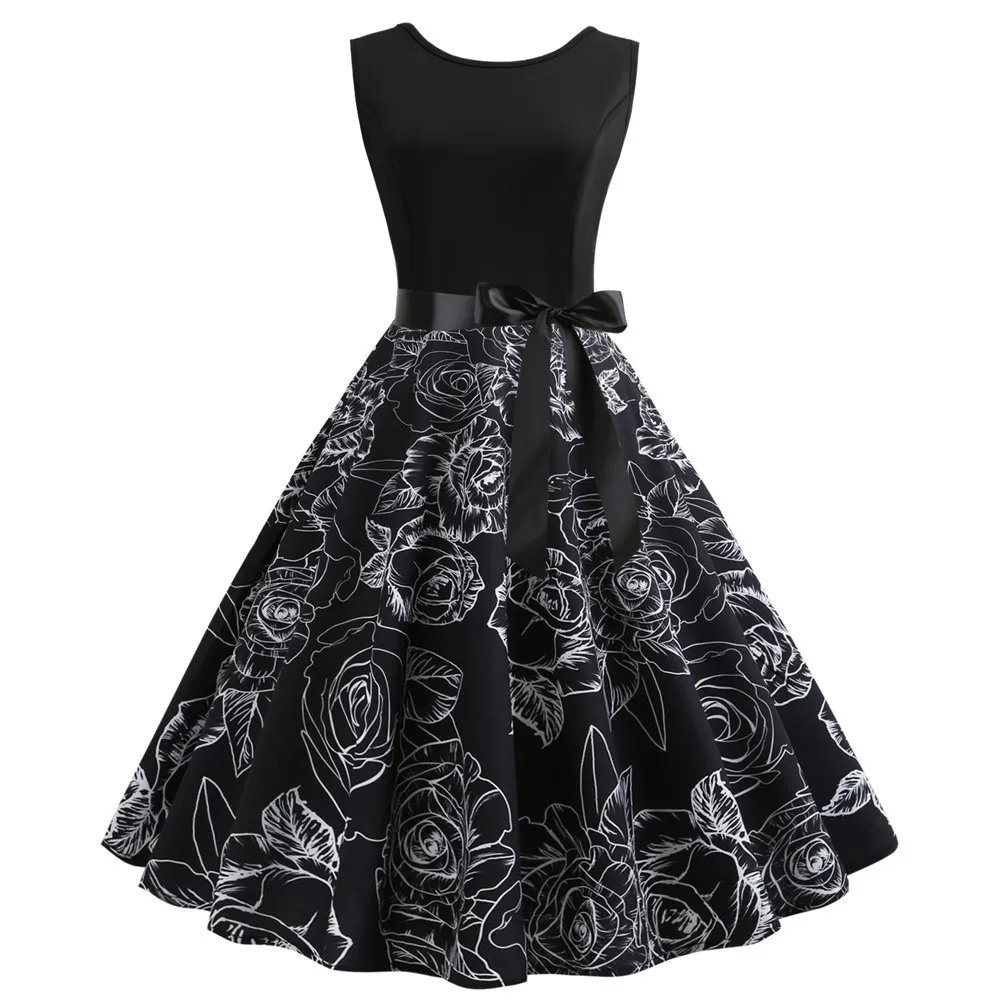 Женское летнее платье Hepburn Rockabilly винтажное с принтом в красную клетку
