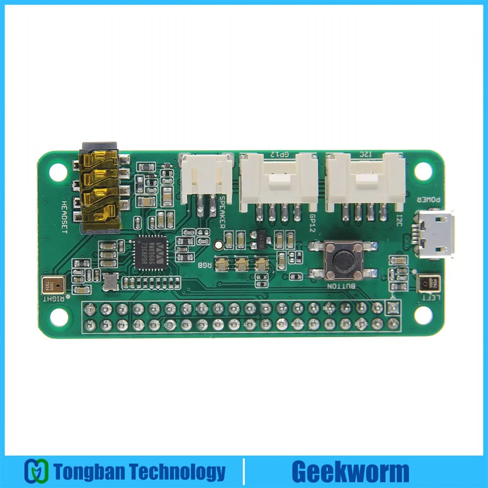 Raspberry Pi динамик Re 2-микрофоны (микрофон) шляпа Плата расширения для 3 Модель B + плюс