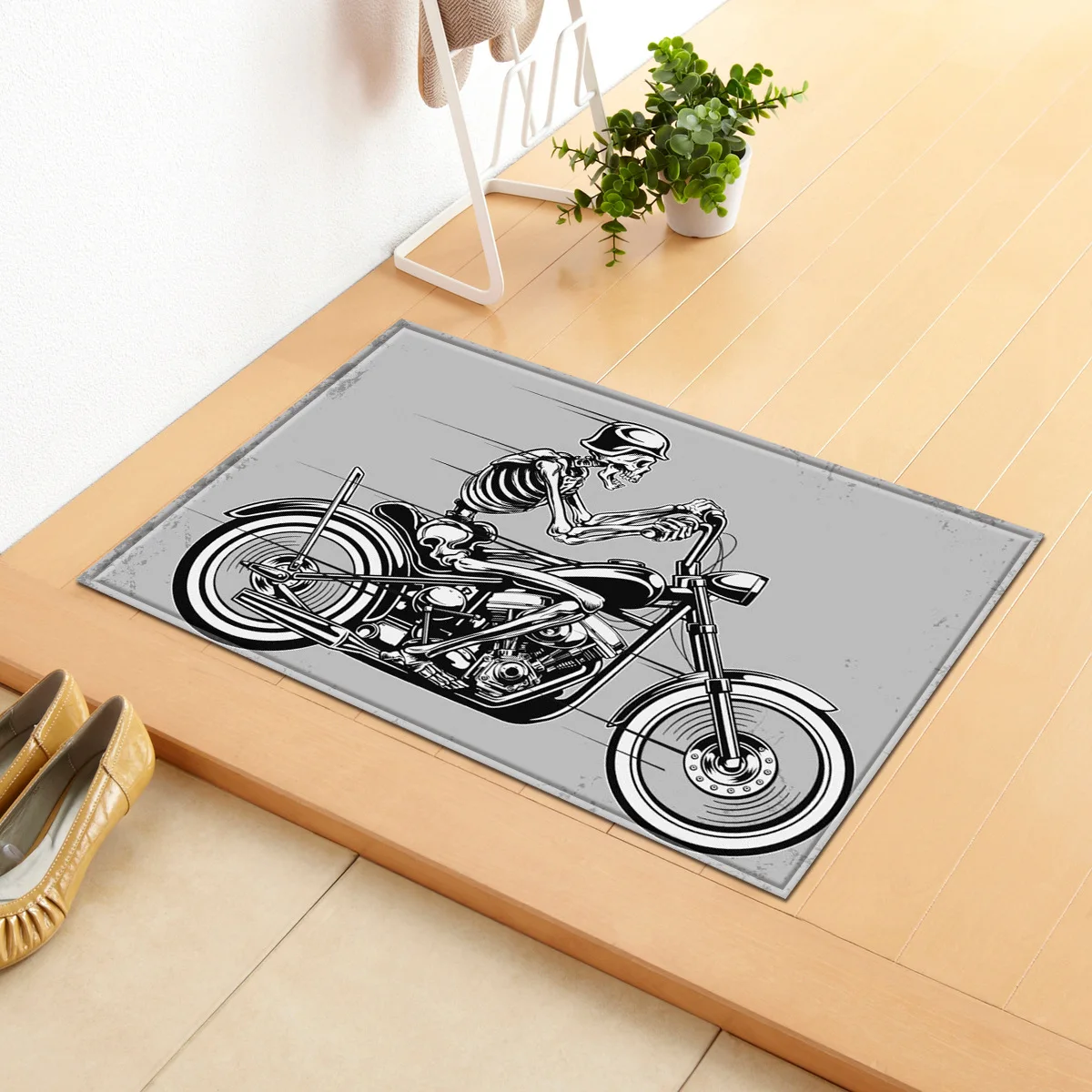 Zeegle Skull Printed Doormat Office Chair Floor Mats Hallway Rugs Anti-slip Bathroom Mats Kitchen Carpet Bedroom Bedside Rugs