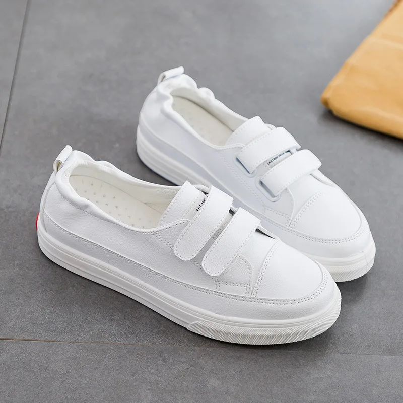 2019 г. белые туфли лучшего качества студенческие женские парусиновые на плоской