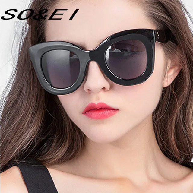 SOEI Металлическая петля классический Для женщин Cateye Солнцезащитные очки Мода