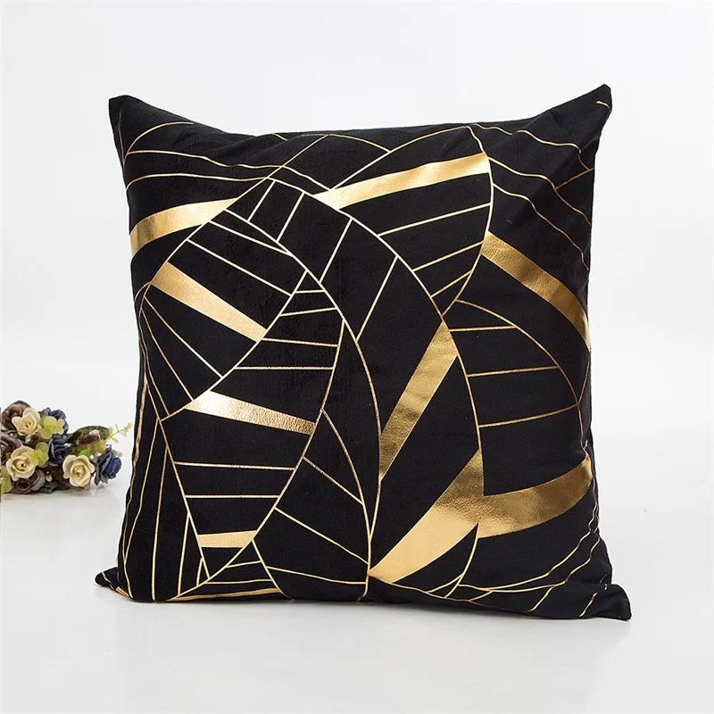 

Fuwatacchi Gold Foil Cushion Cover Geometric Bronzing Pumpkin Halloween Moon Throw Pillow Cover for Sofa Decor 45X45 Pillowcase