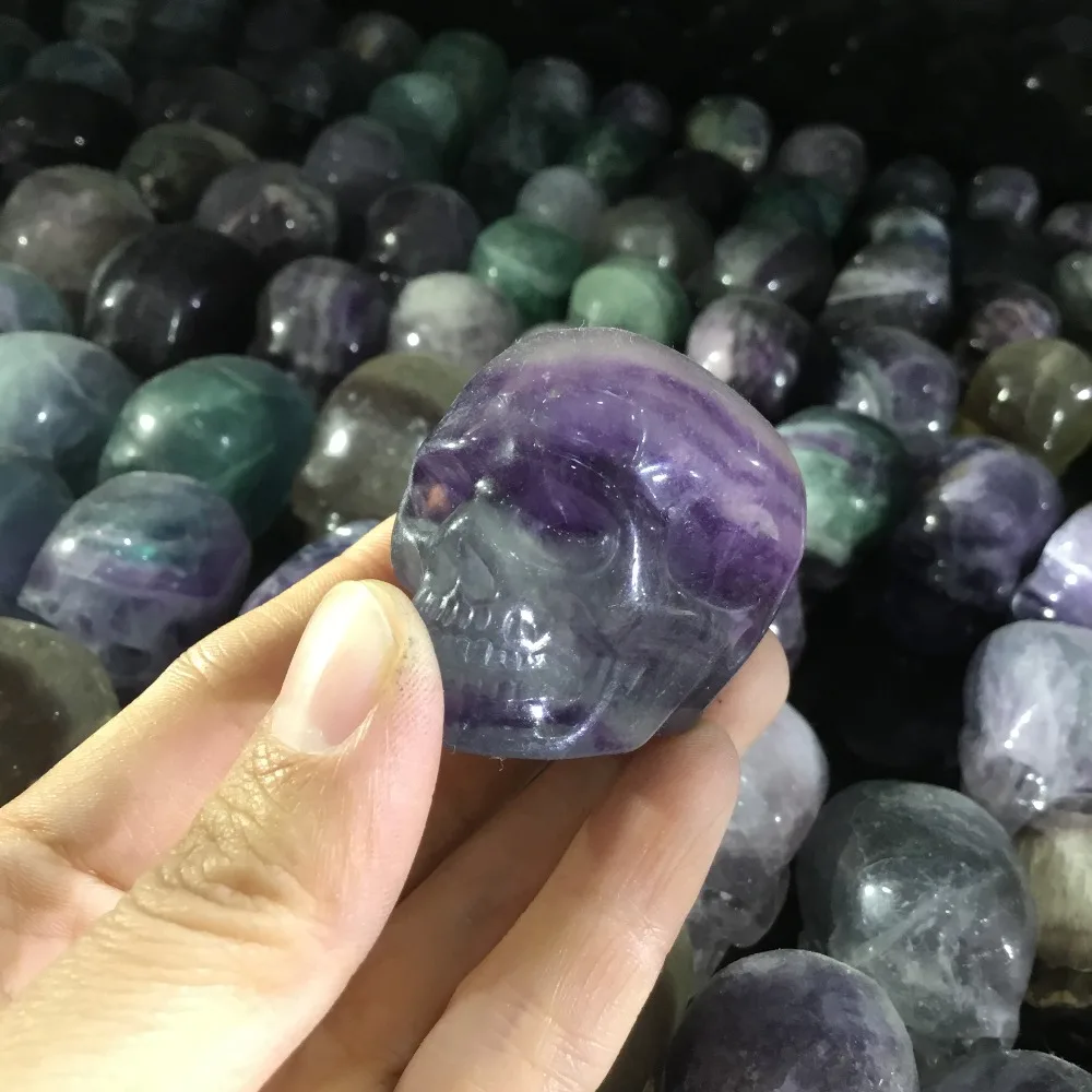 

Украшения из натурального камня флюоритовая, Хрустальная, скульптура черепа, 2 дюйма, С Вырезанным черепом
